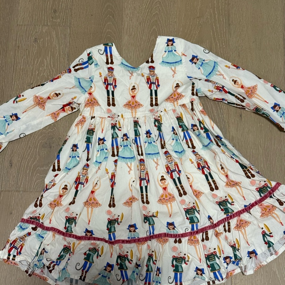Pink Chicken Nutcracker Print Dress - Multicolor